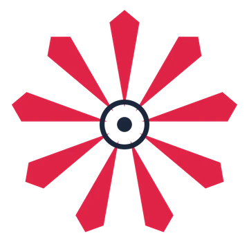 A 9-petal ray flower with a ring centre and a transparent background.