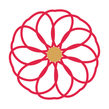 A 10-petal ribbon flower with a seed centre and a transparent background.