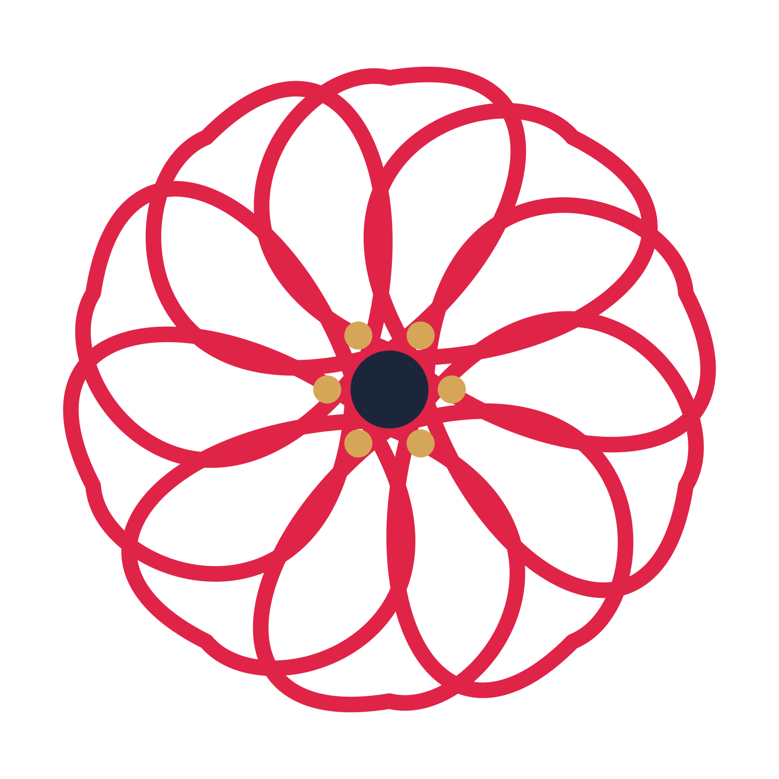 A 10-petal ribbon flower with a stamen centre and a transparent background.