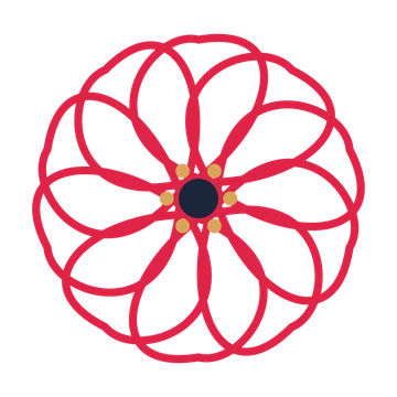 A 10-petal ribbon flower with a stamen centre and a transparent background.