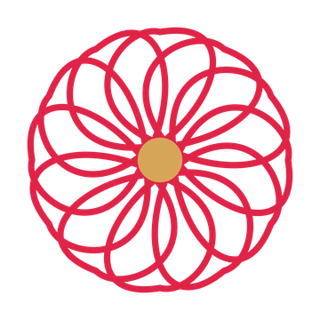 A 12-petal ribbon flower with a seed centre and a transparent background.