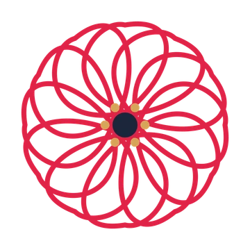 A 12-petal ribbon flower with a stamen centre and a transparent background.