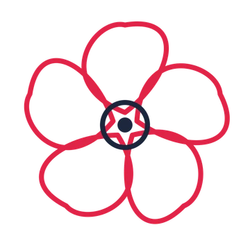 A 5-petal ribbon flower with a ring centre and a transparent background.