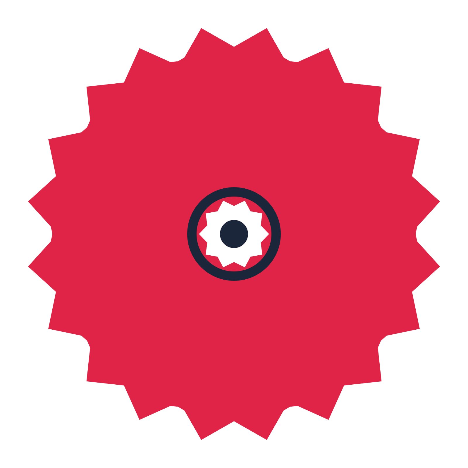 A 10-petal ruffled flower with a ring centre and a transparent background.