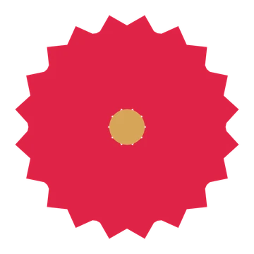 A 10-petal ruffled flower with a seed centre and a transparent background.