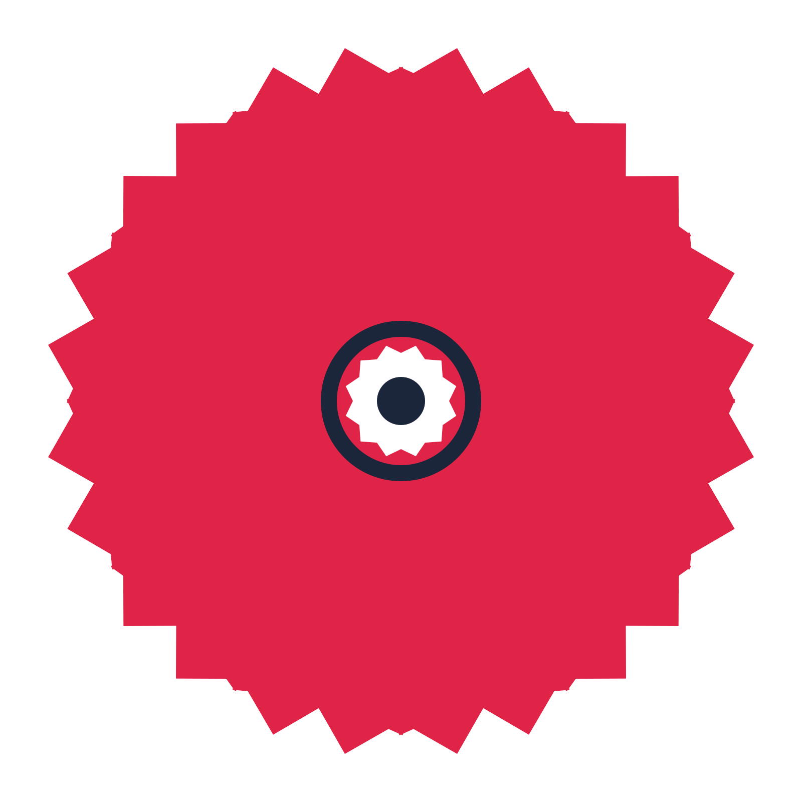 A 12-petal ruffled flower with a ring centre and a transparent background.