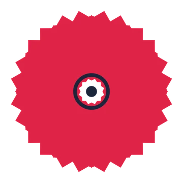 A 12-petal ruffled flower with a ring centre and a transparent background.