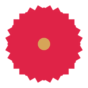 A 12-petal ruffled flower with a seed centre and a transparent background.