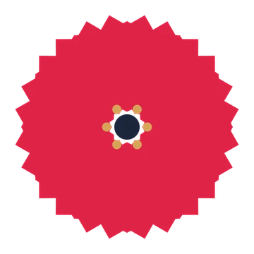 A 12-petal ruffled flower with a stamen centre and a transparent background.