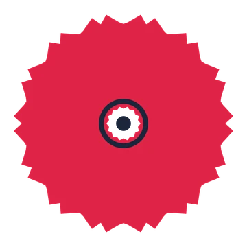 A 14-petal ruffled flower with a ring centre and a transparent background.