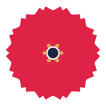 A 14-petal ruffled flower with a stamen centre and a transparent background.