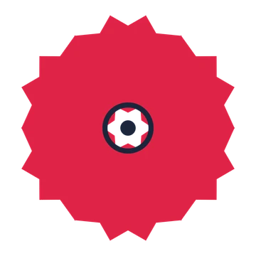 A 6-petal ruffled flower with a ring centre and a transparent background.
