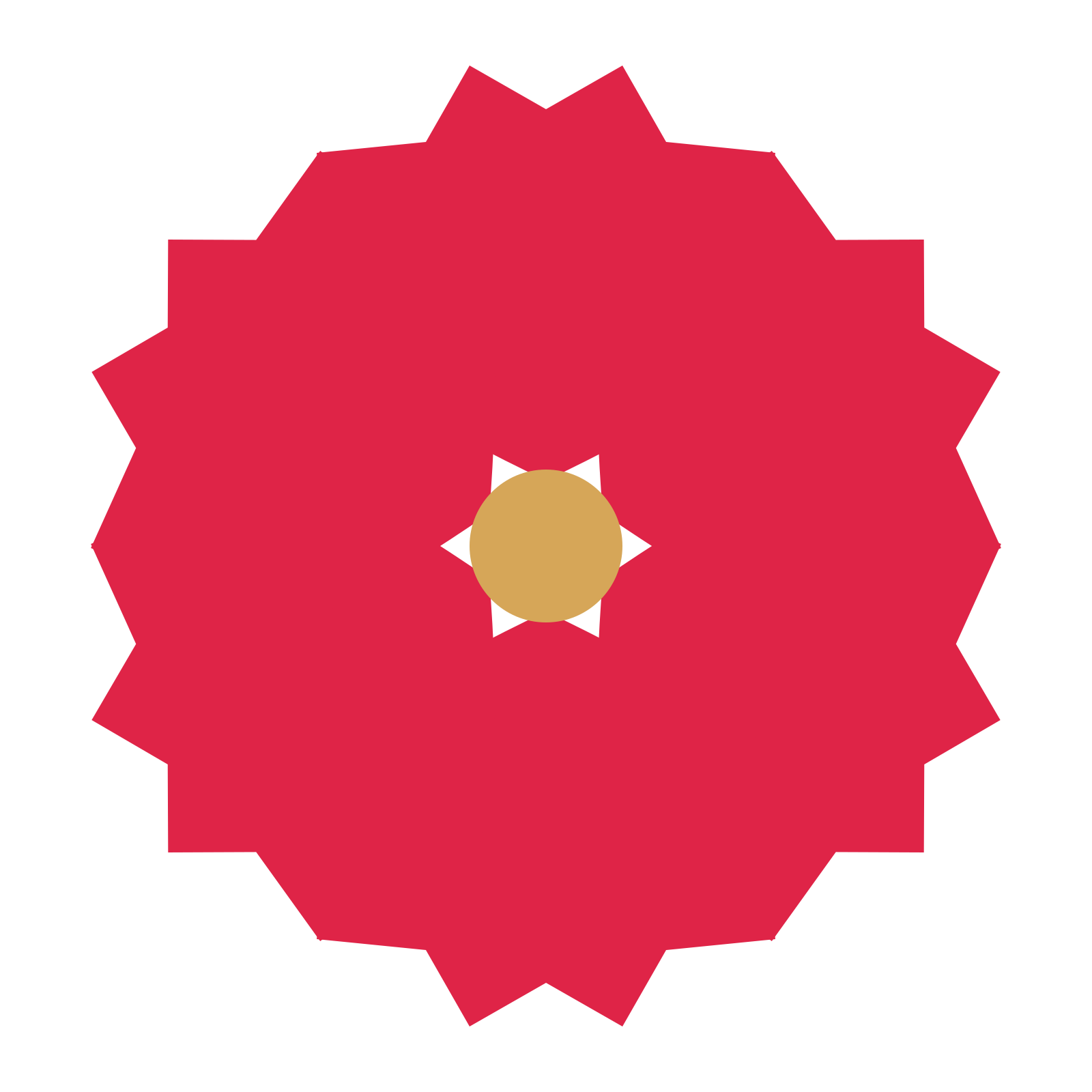 A 6-petal ruffled flower with a seed centre and a transparent background.