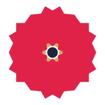 A 6-petal ruffled flower with a stamen centre and a transparent background.
