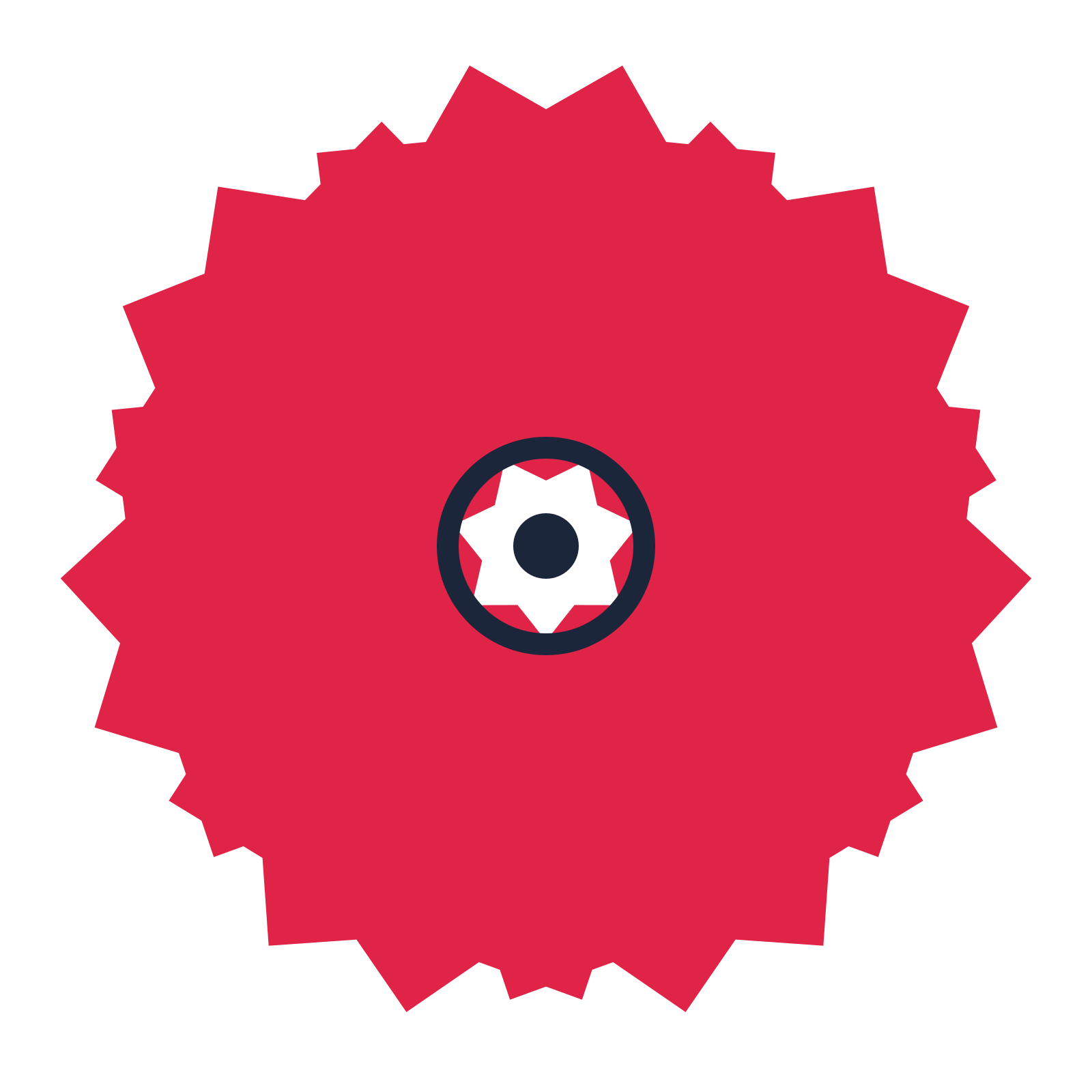 A 7-petal ruffled flower with a ring centre and a transparent background.