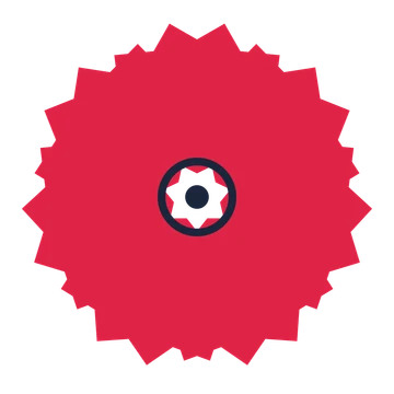A 7-petal ruffled flower with a ring centre and a transparent background.