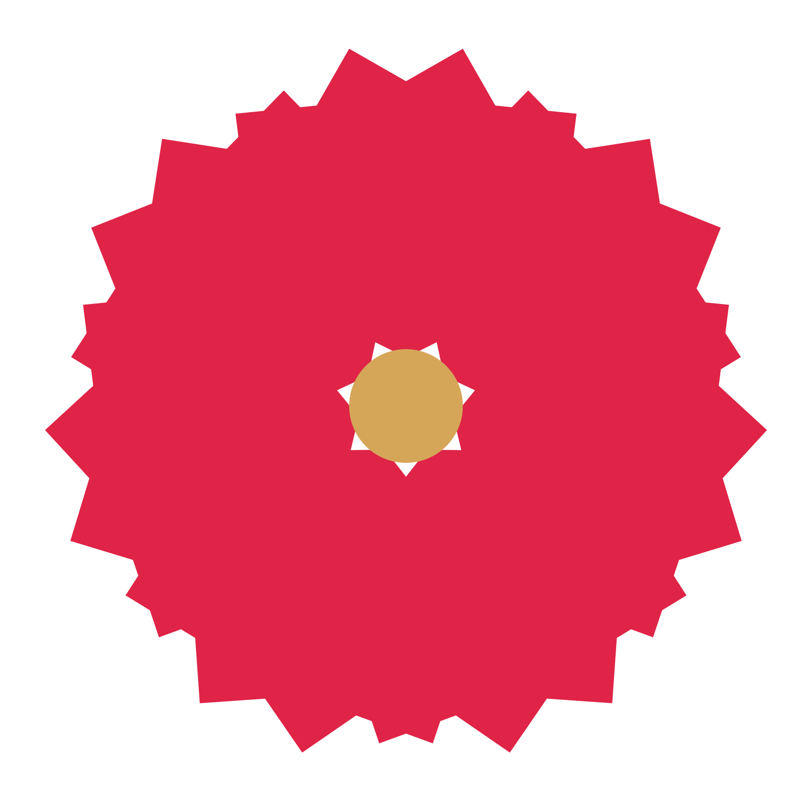 A 7-petal ruffled flower with a seed centre and a transparent background.