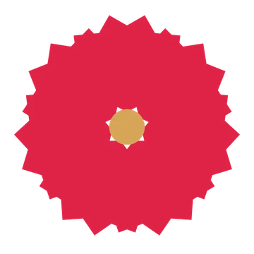 A 7-petal ruffled flower with a seed centre and a transparent background.