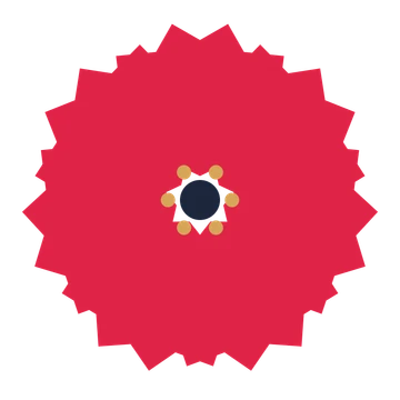 A 7-petal ruffled flower with a stamen centre and a transparent background.