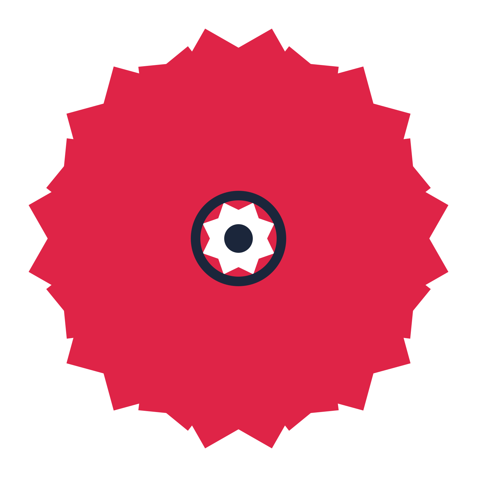 A 8-petal ruffled flower with a ring centre and a transparent background.