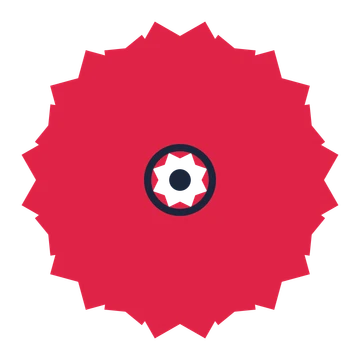 A 8-petal ruffled flower with a ring centre and a transparent background.