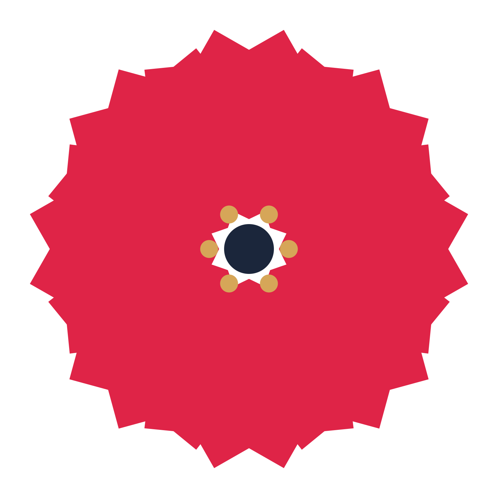 A 8-petal ruffled flower with a stamen centre and a transparent background.