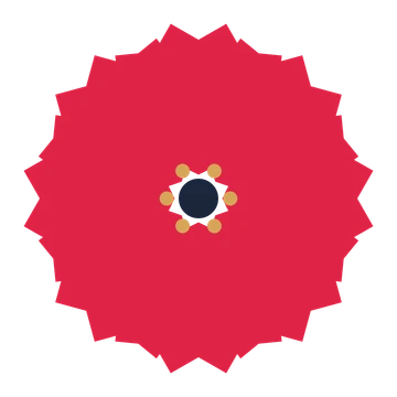 A 8-petal ruffled flower with a stamen centre and a transparent background.