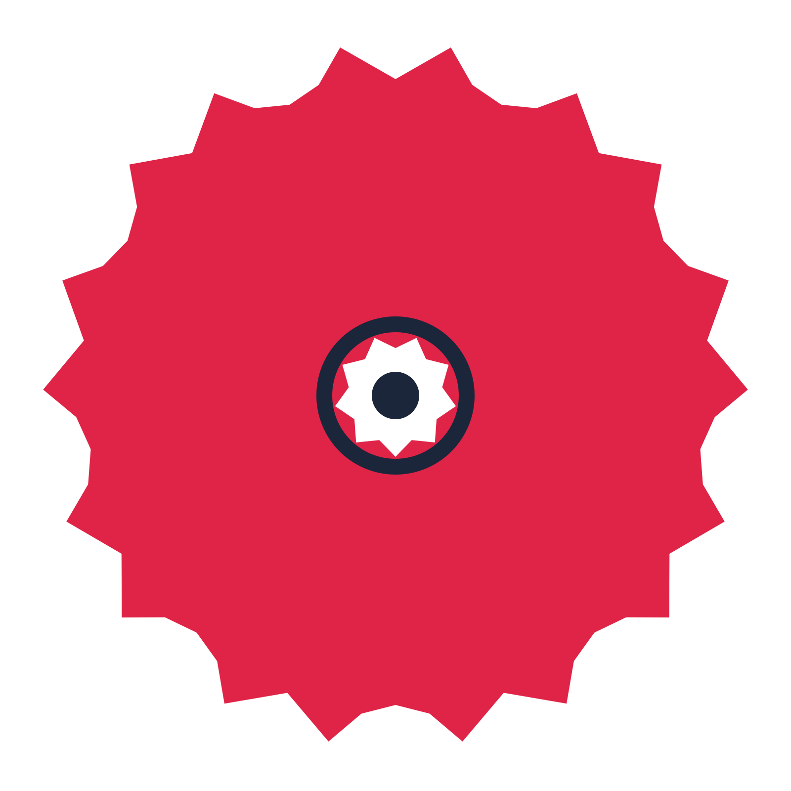 A 9-petal ruffled flower with a ring centre and a transparent background.