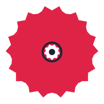 A 9-petal ruffled flower with a ring centre and a transparent background.