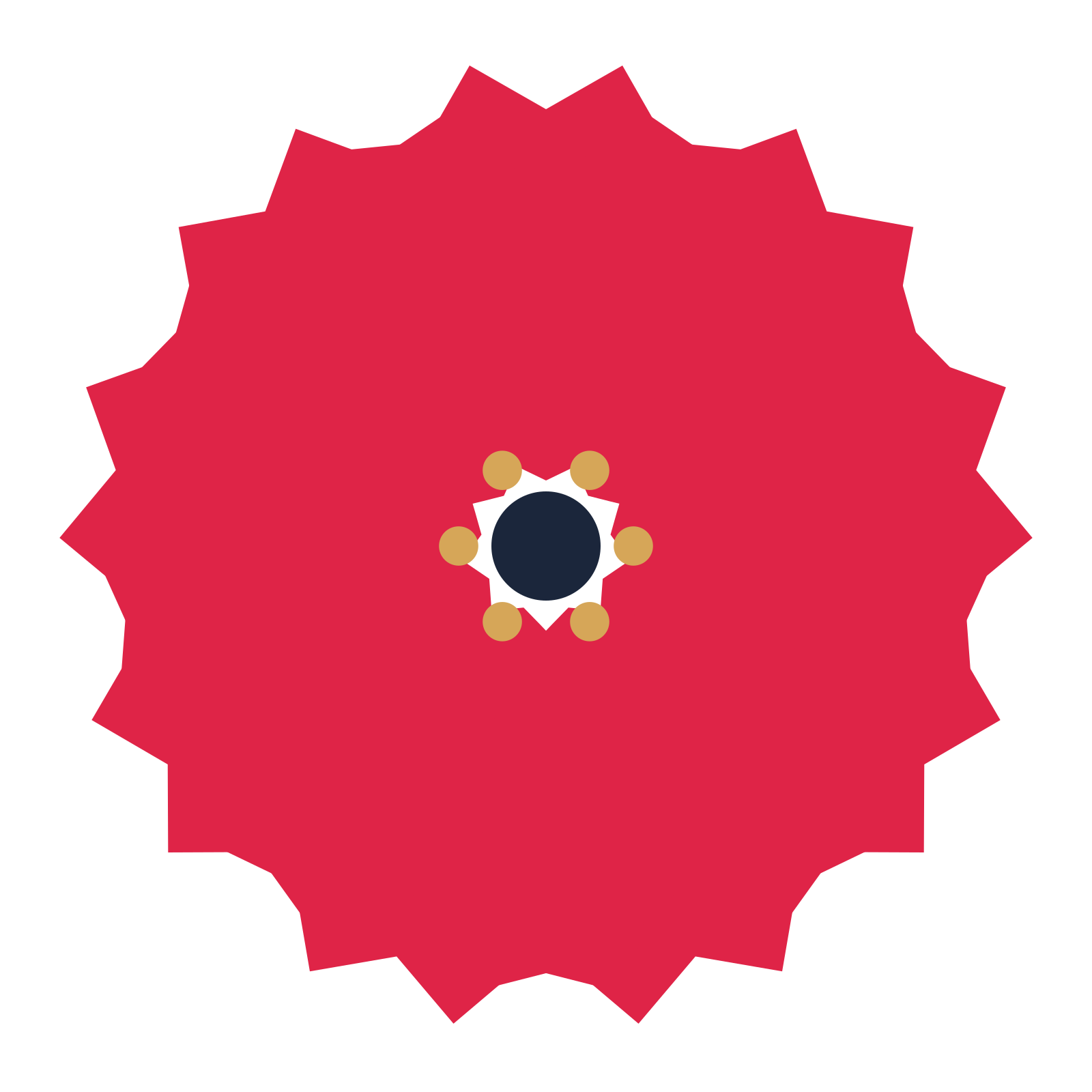 A 9-petal ruffled flower with a stamen centre and a transparent background.