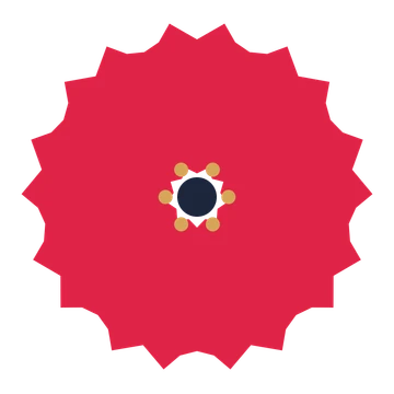A 9-petal ruffled flower with a stamen centre and a transparent background.