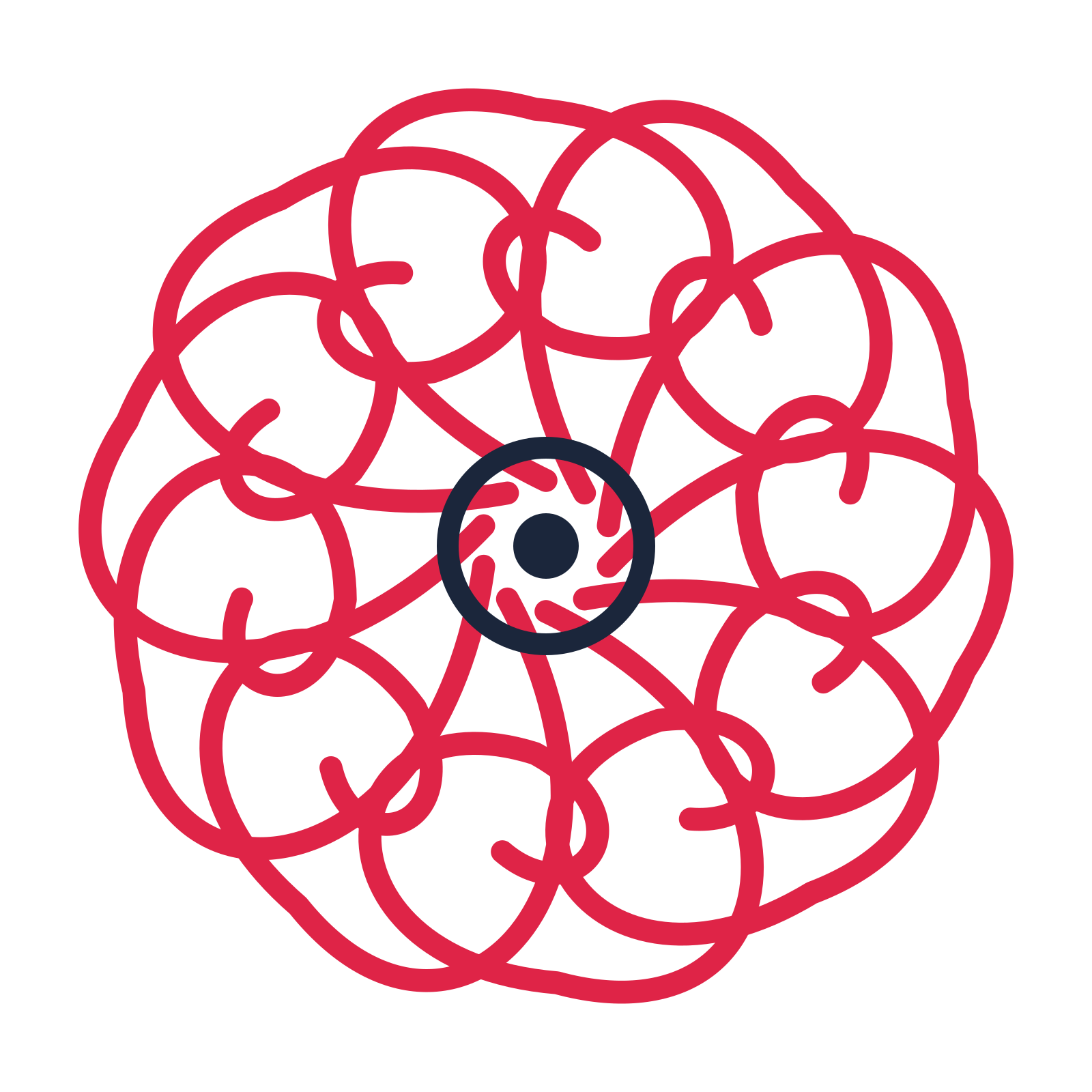 A 10-petal spiral flower with a ring centre and a transparent background.