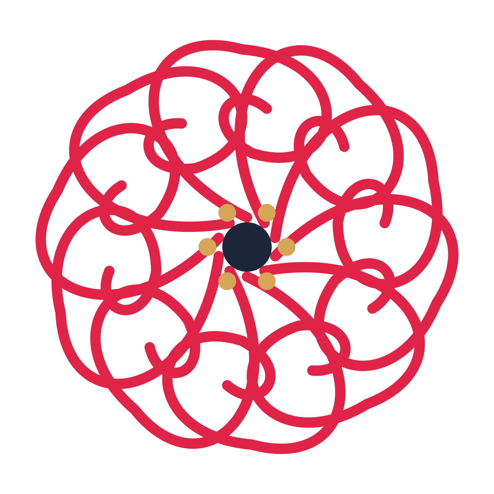 A 10-petal spiral flower with a stamen centre and a transparent background.