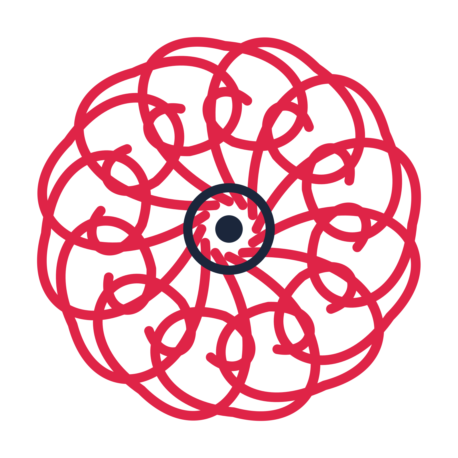 A 12-petal spiral flower with a ring centre and a transparent background.