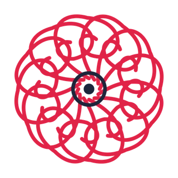 A 12-petal spiral flower with a ring centre and a transparent background.