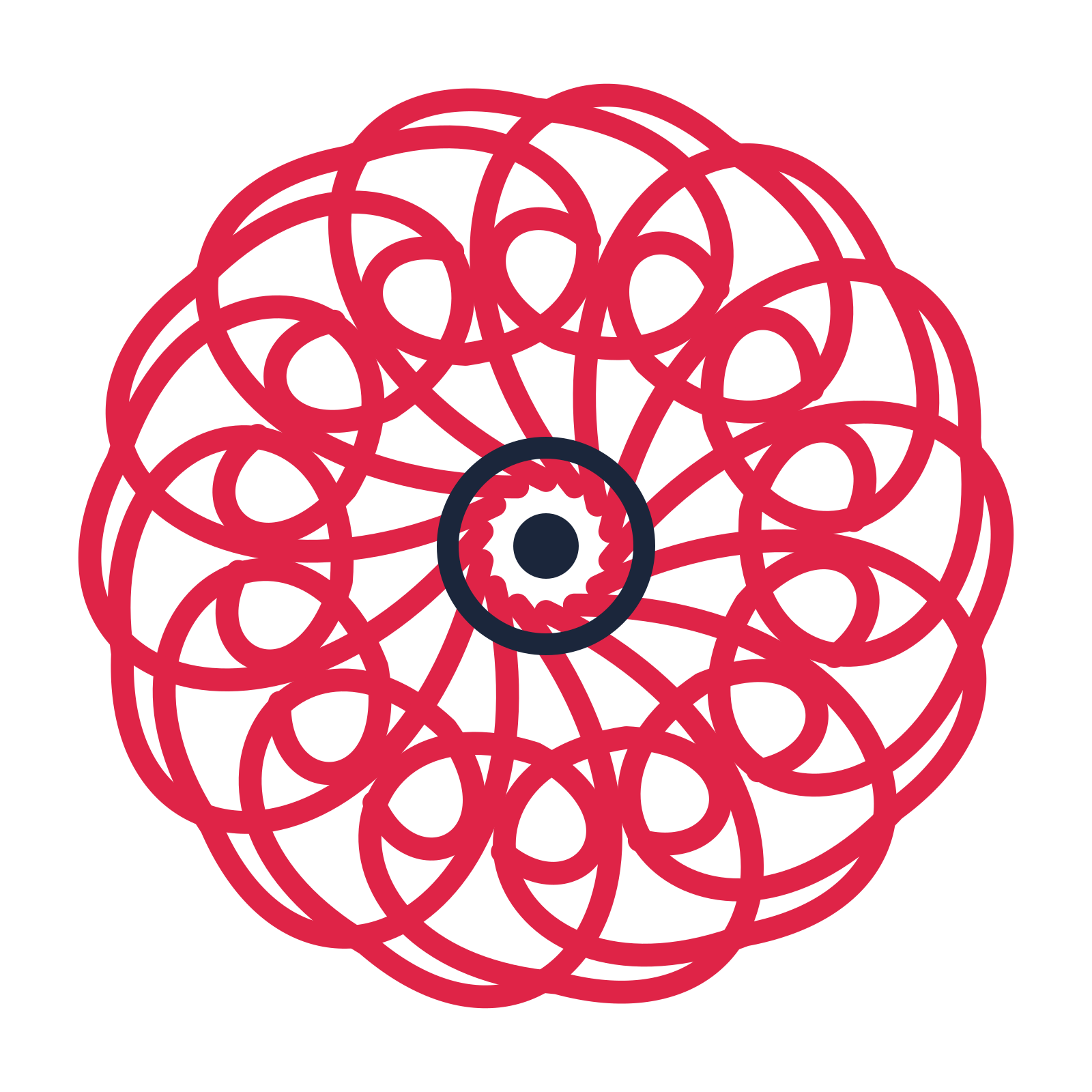 A 14-petal spiral flower with a ring centre and a transparent background.