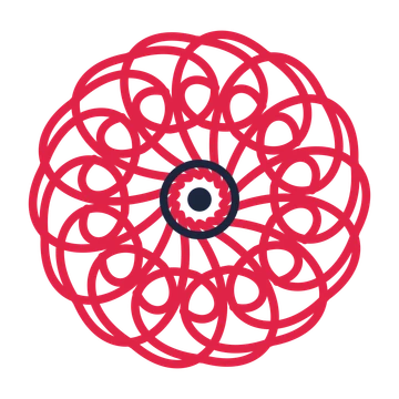 A 14-petal spiral flower with a ring centre and a transparent background.