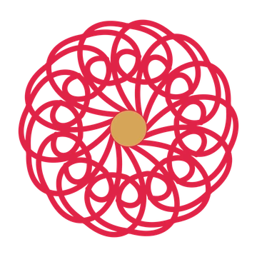A 14-petal spiral flower with a seed centre and a transparent background.