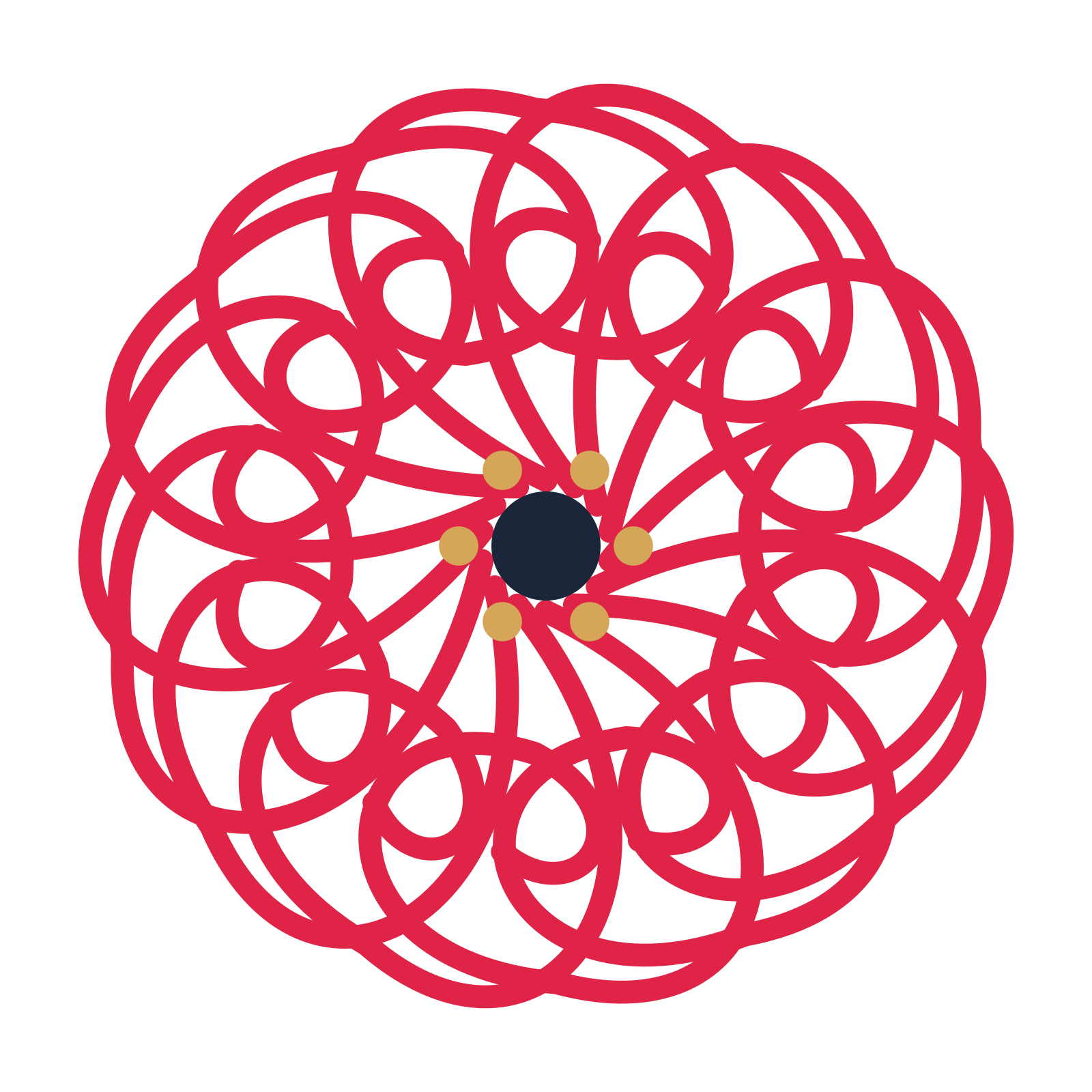 A 14-petal spiral flower with a stamen centre and a transparent background.