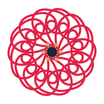 A 14-petal spiral flower with a stamen centre and a transparent background.
