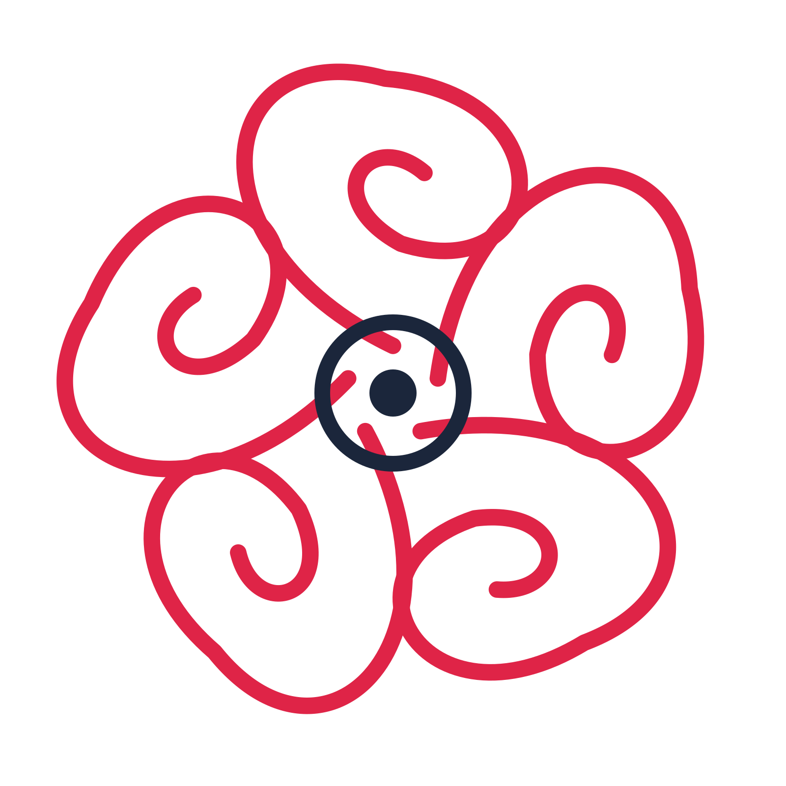 A 5-petal spiral flower with a ring centre and a transparent background.