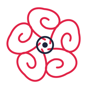 A 5-petal spiral flower with a ring centre and a transparent background.