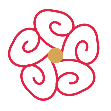 A 5-petal spiral flower with a seed centre and a transparent background.