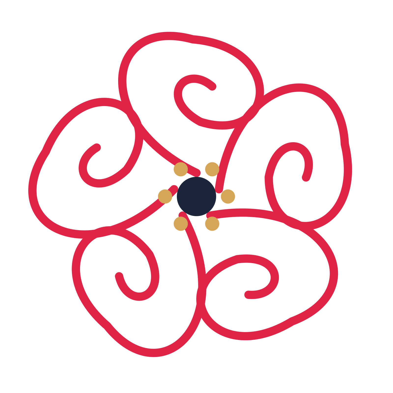 A 5-petal spiral flower with a stamen centre and a transparent background.