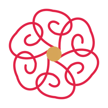 A 6-petal spiral flower with a seed centre and a transparent background.
