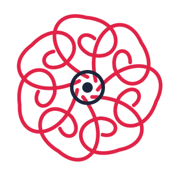 A 7-petal spiral flower with a ring centre and a transparent background.