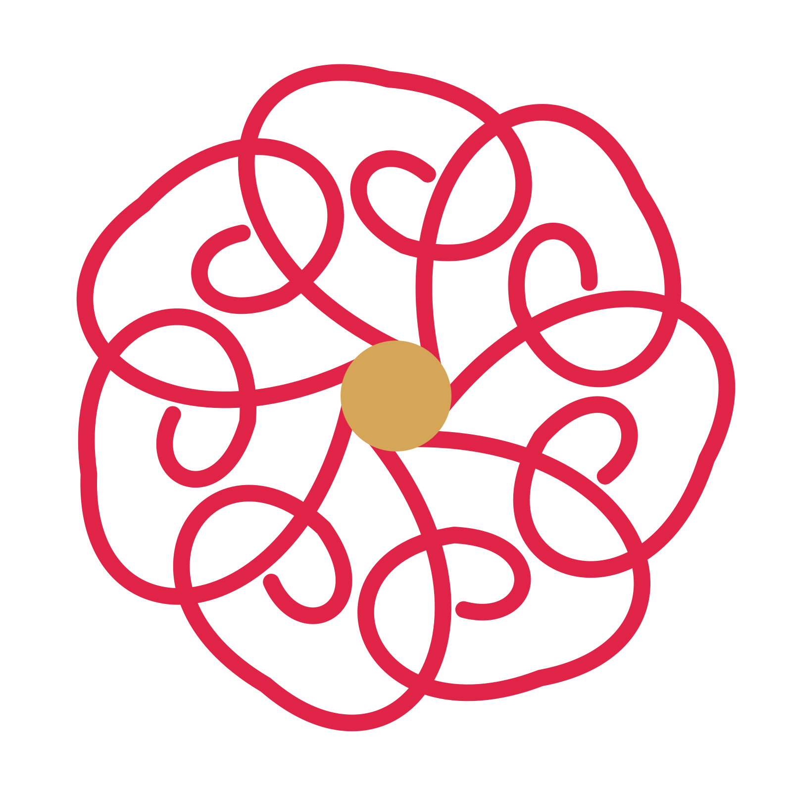 A 7-petal spiral flower with a seed centre and a transparent background.