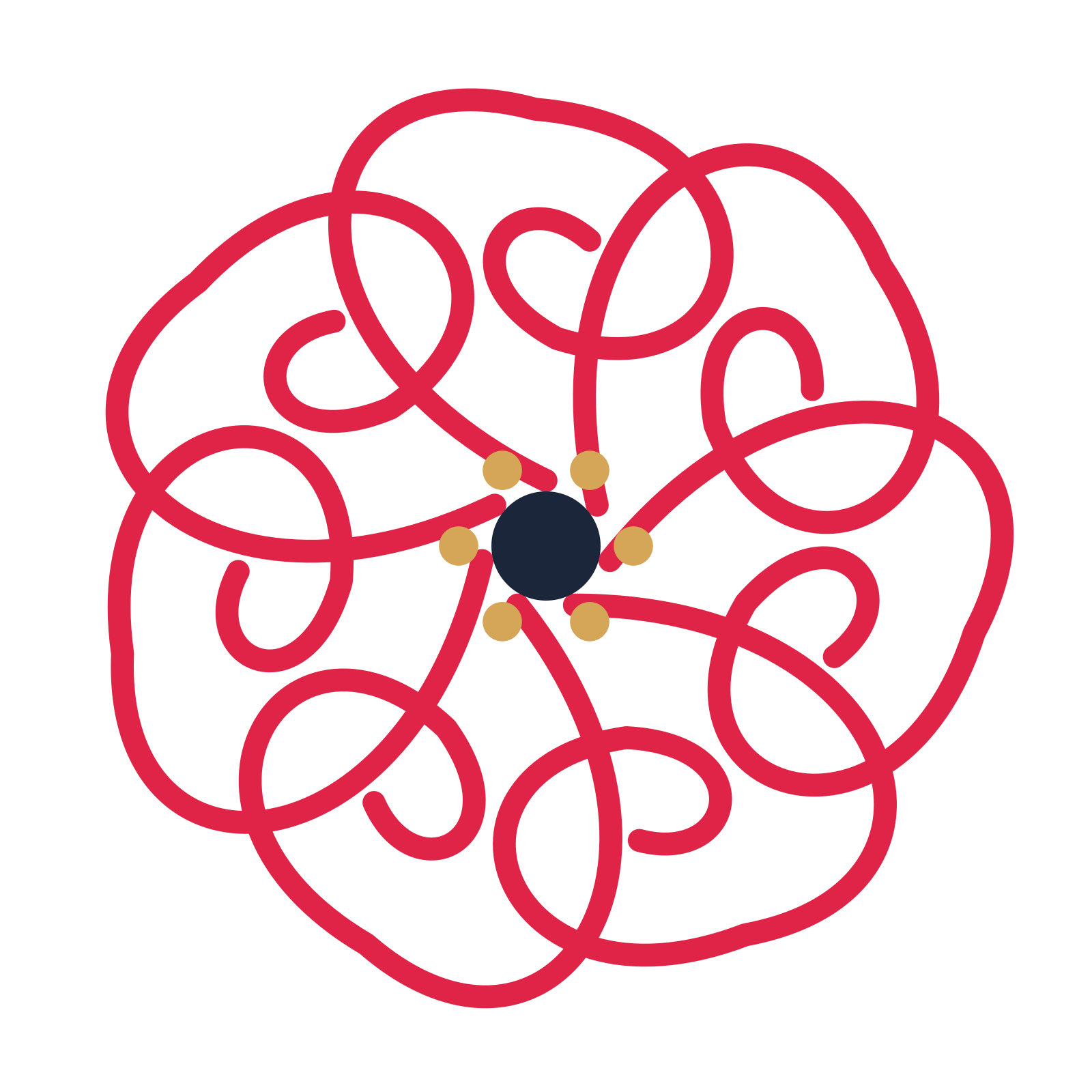 A 7-petal spiral flower with a stamen centre and a transparent background.