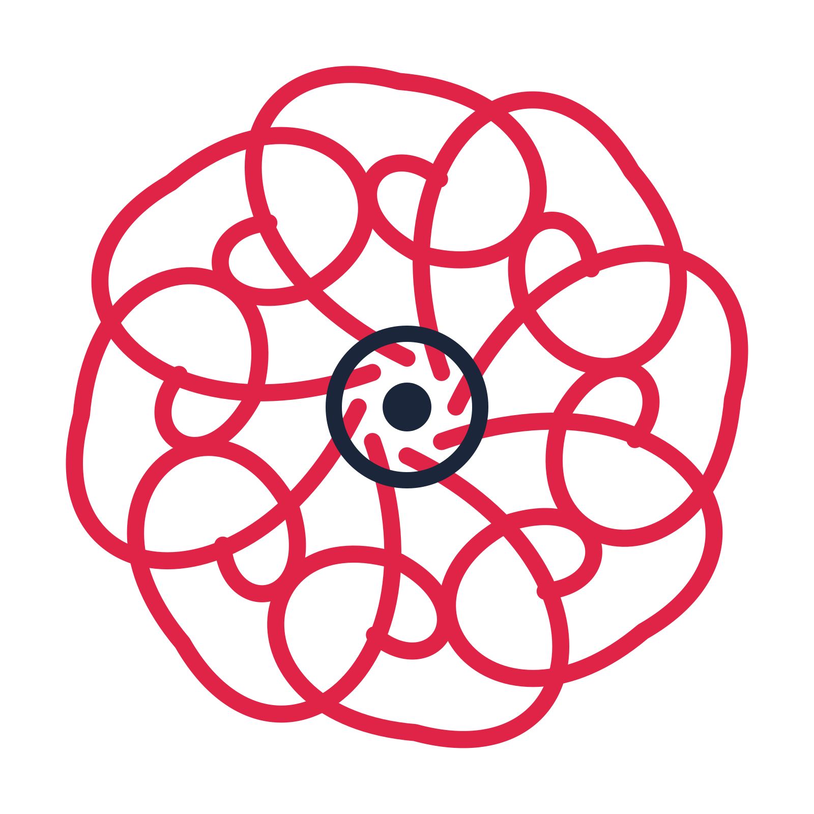 A 8-petal spiral flower with a ring centre and a transparent background.