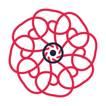 A 8-petal spiral flower with a ring centre and a transparent background.